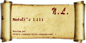 Nehéz Lili névjegykártya